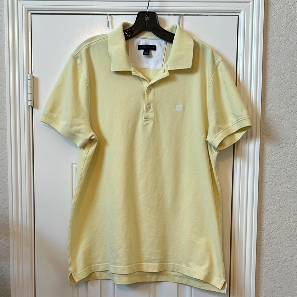 Banana Republic Men's Pique Polo Shirt Size L Yellow Elephant Logo